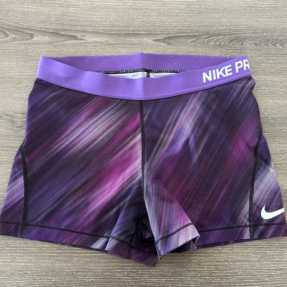 Nike Pro Women's Athletic Shorts - Purple and Black